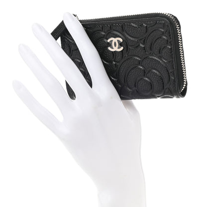 Chanel Caviar Camellia Embossed Key Holder Case Black 2 of 7