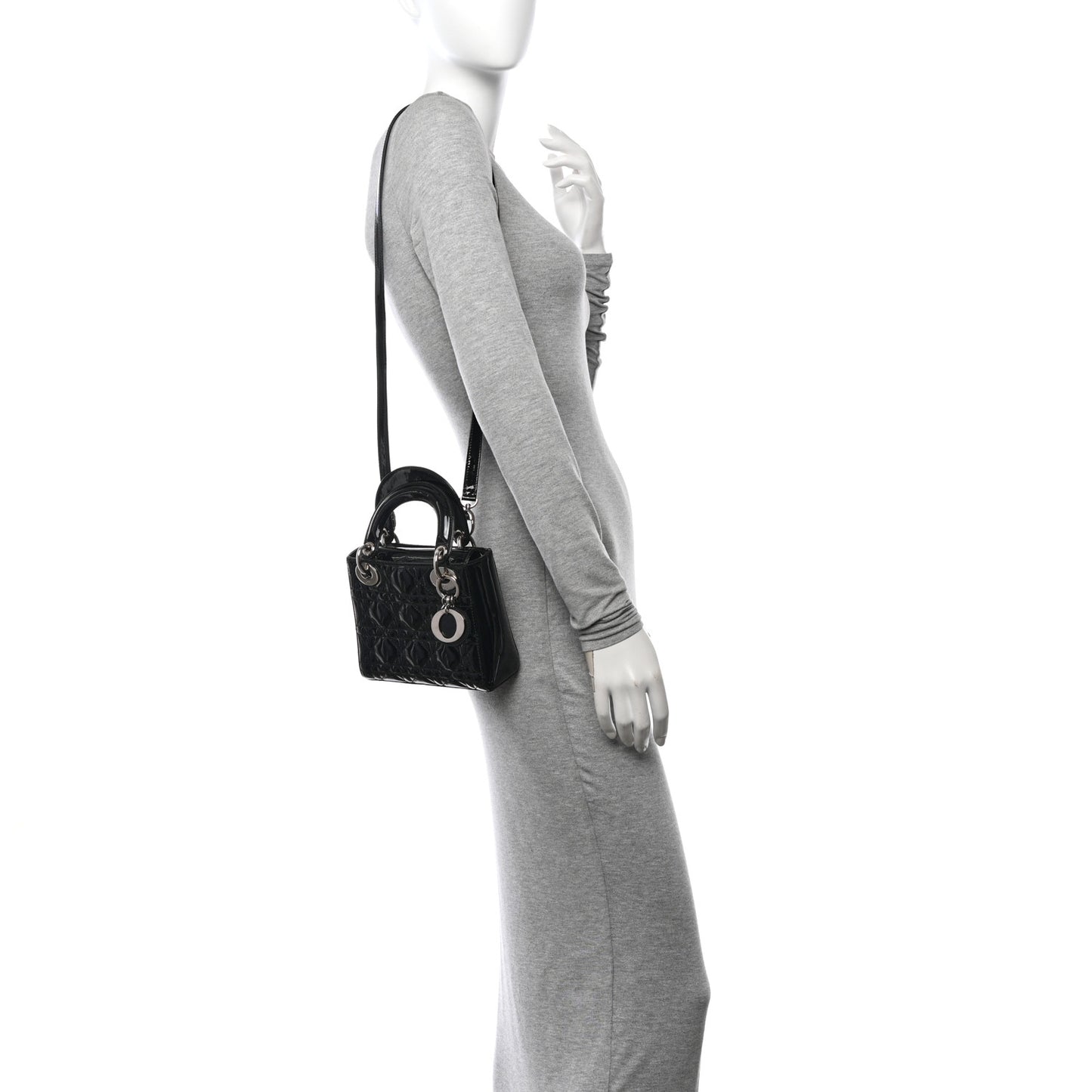 Patent Cannage Mini Lady Dior Black