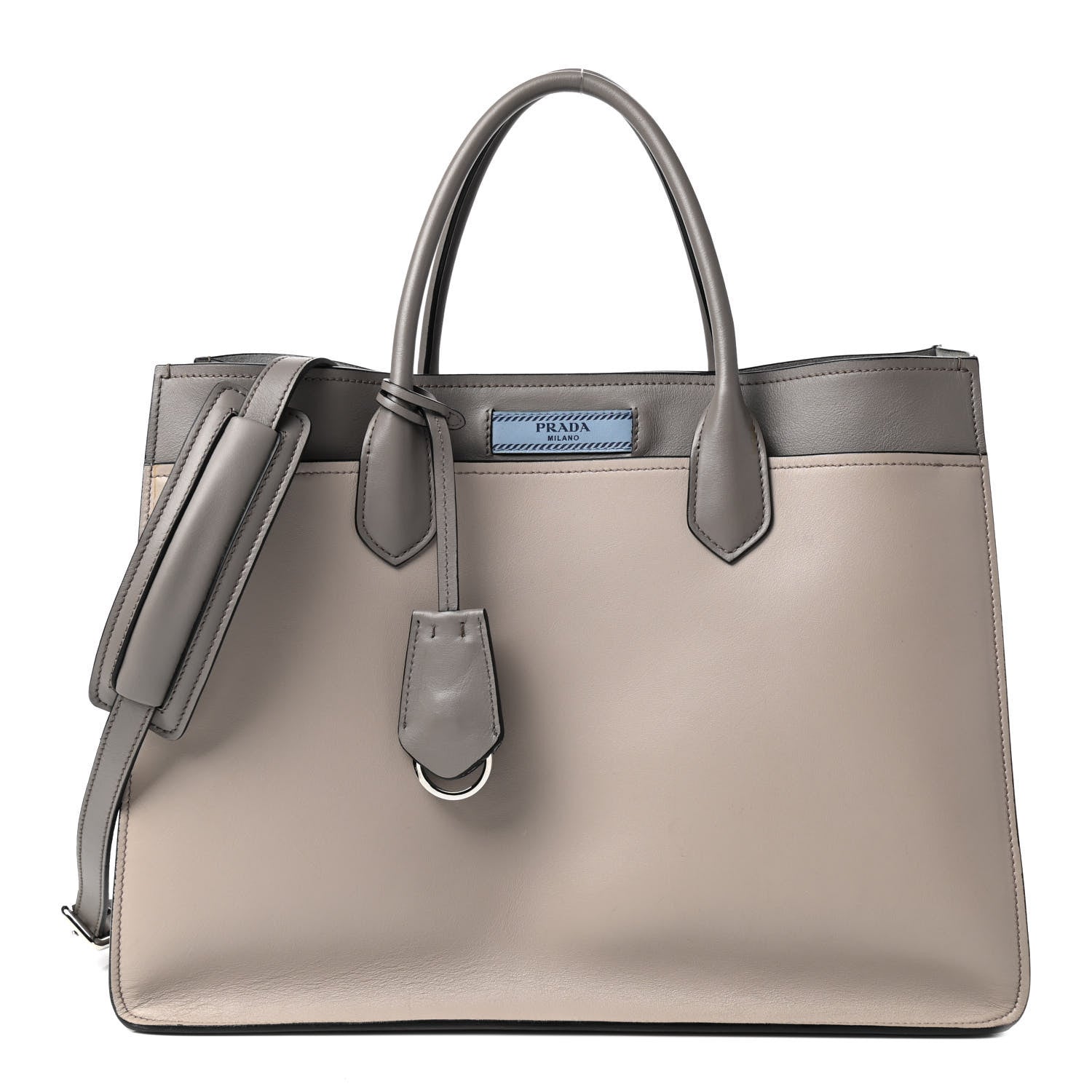 Prada City Calfskin Large Etiquette Tote Light Grey 1 of 14