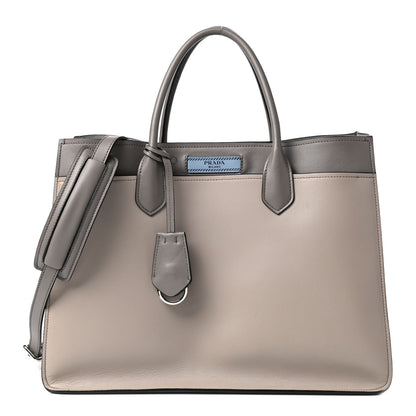 Prada City Calfskin Large Etiquette Tote Light Grey 1 of 14