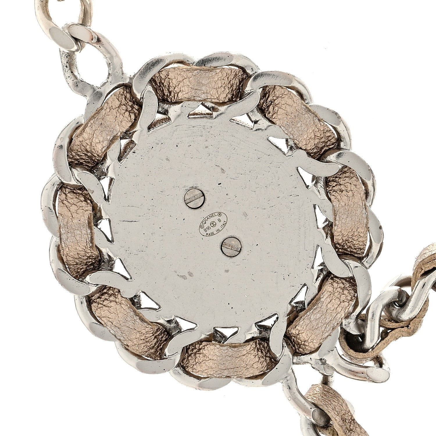 Chanel Metallic Lambskin CC Long Chain Necklace Gold Silver 5 of 5