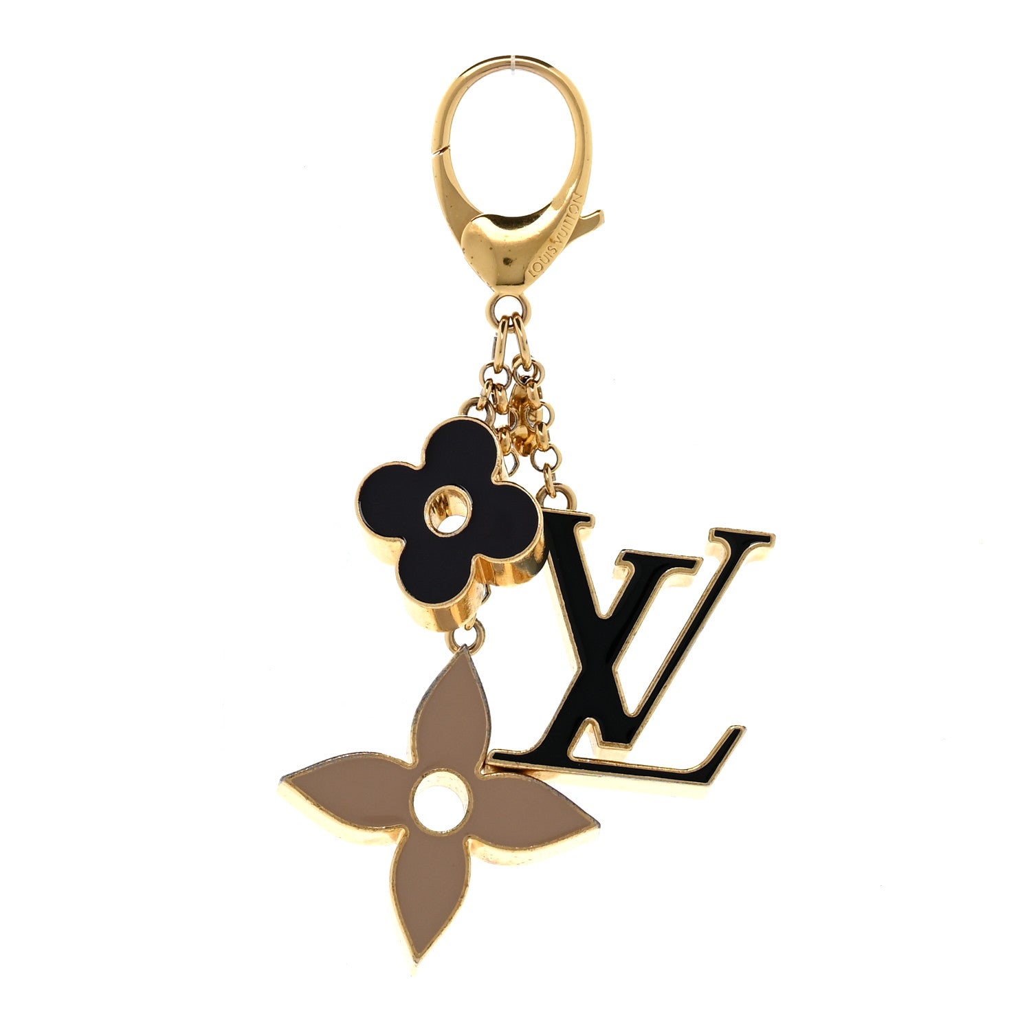 Louis Vuitton Metal Enamel Fleur De Monogram Bag Charm Dore 1 of 6