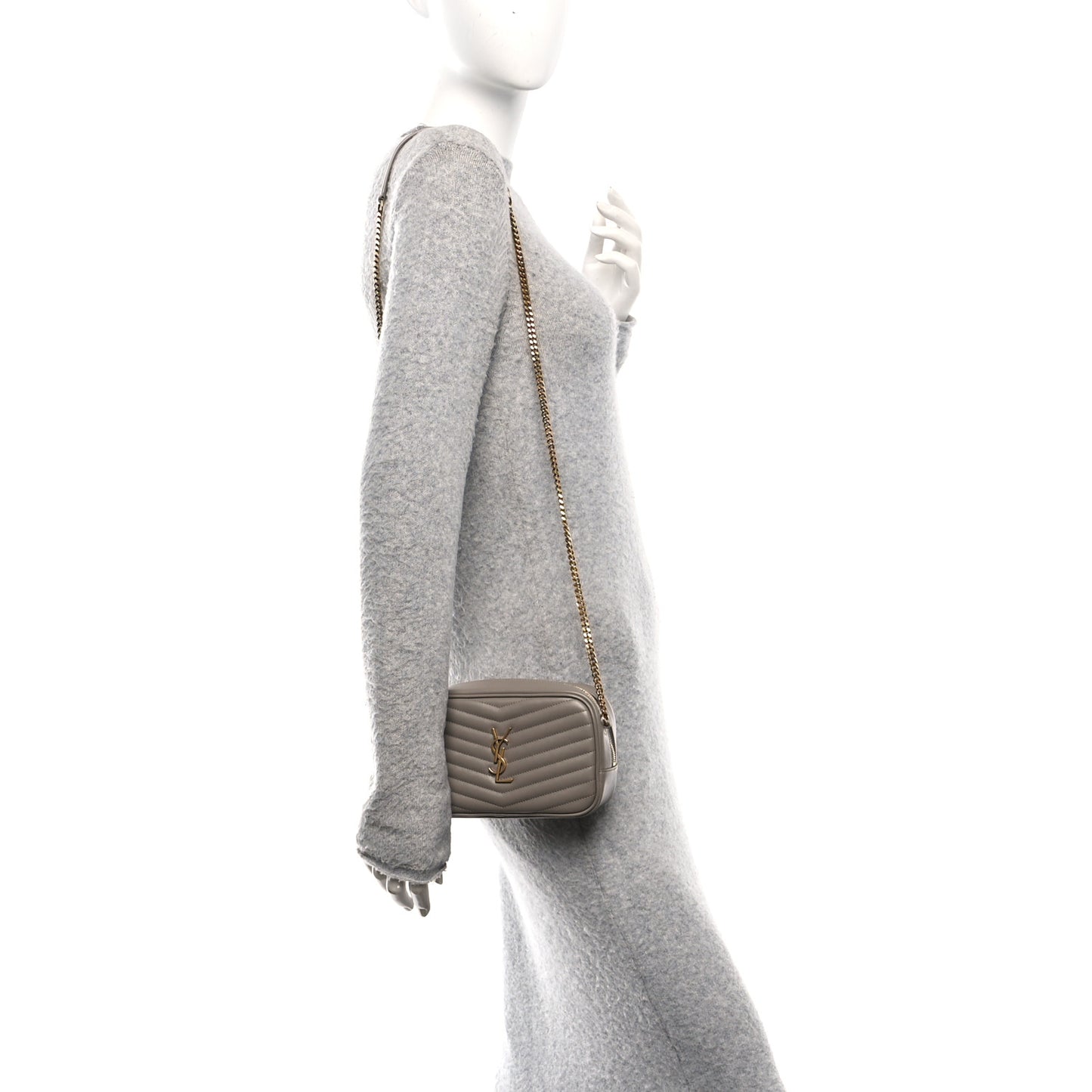 Calfskin Matelasse Monogram Mini Lou Camera Bag Greyish Brown