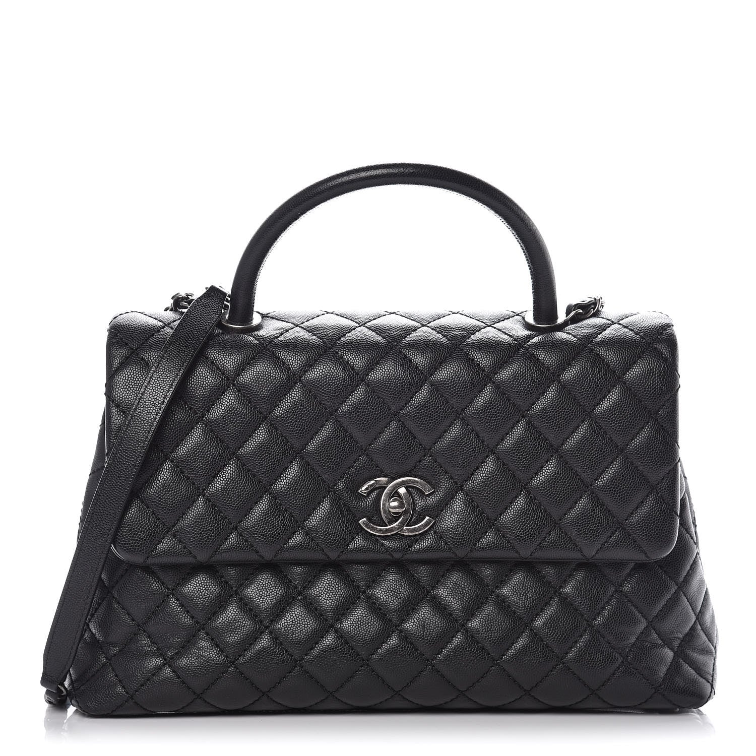 Chanel Caviar Quilted Medium Coco Handle Flap Black 1 of 12