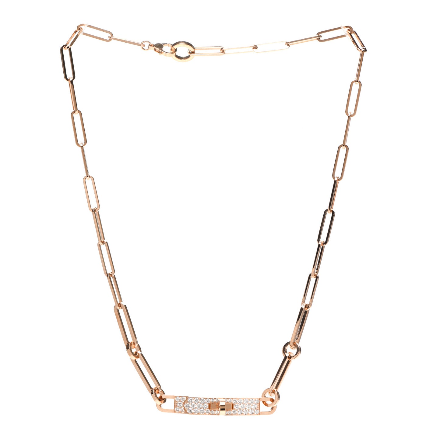 18K Rose Gold Diamond Pave Kelly Chaine Choker Necklace