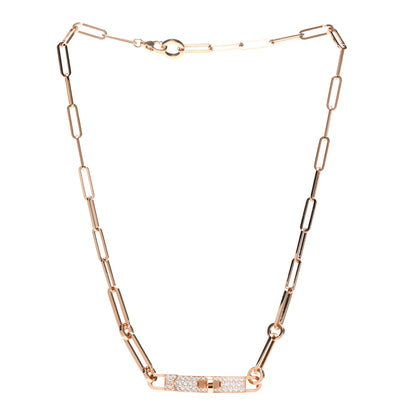 Hermes 18K Rose Gold Diamond Pave Kelly Chaine Choker Necklace 3 of 5
