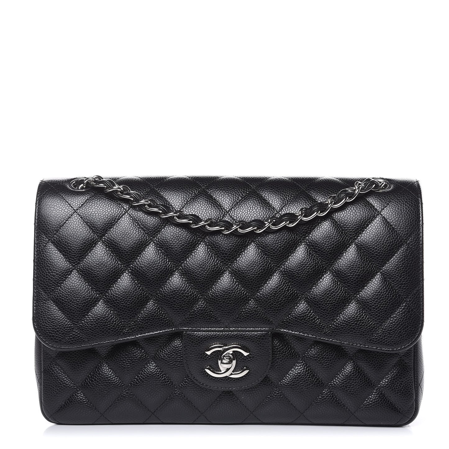 Caviar Quilted Jumbo Double Flap Black