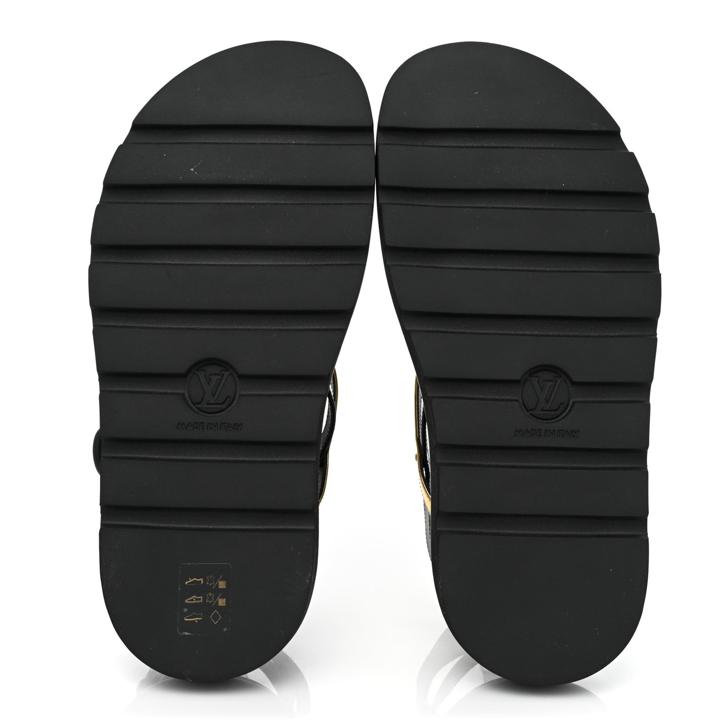 Patent Calfskin Monogram Pool Pillow Comfort Sandals 39 Gold Black Brown