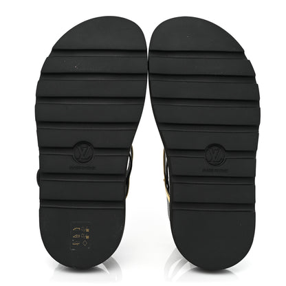 Louis Vuitton Patent Calfskin Monogram Pool Pillow Comfort Sandals 39 Gold Black Brown 6 of 9