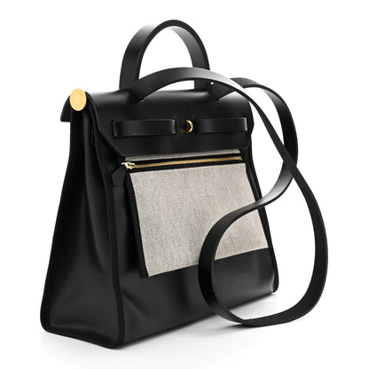 Hermes Toile H Berline Vache Hunter Herbag Zip PM 31 Black Ecru 4 of 11