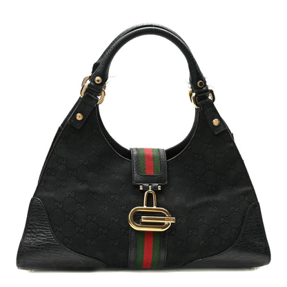Gucci Monogram Web Junco Shoulder Bag Black 1 of 12