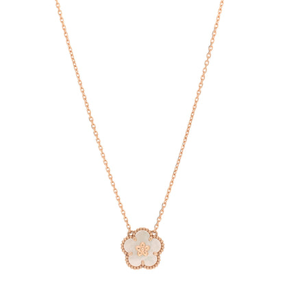 Van Cleef & Arpels 18K Rose Gold Mother Of Pearl Lucky Spring Plum Blossom Necklace 1 of 5