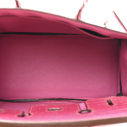 Hermes Shiny Niloticus Crocodile Birkin 25 Rose Scheherazade 5 of 14