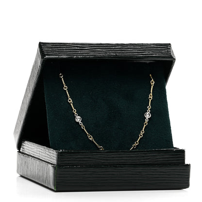 Roberto Coin 18K Yellow White Gold Diamond By the Inch Seven Station Dog Bone Necklace 5 of 5