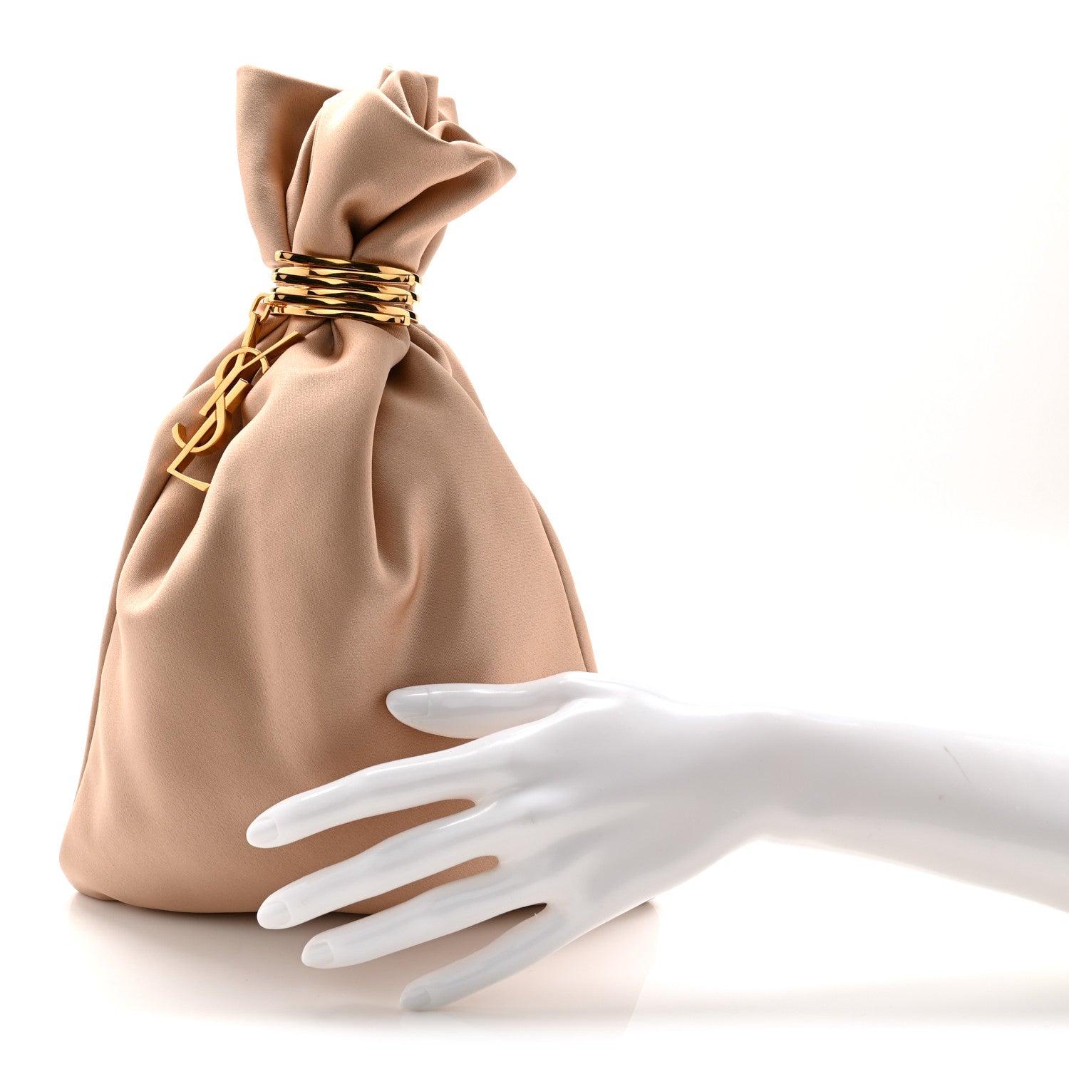 Saint Laurent Satin Evening Pouch Nude Baby Nude 2 of 11