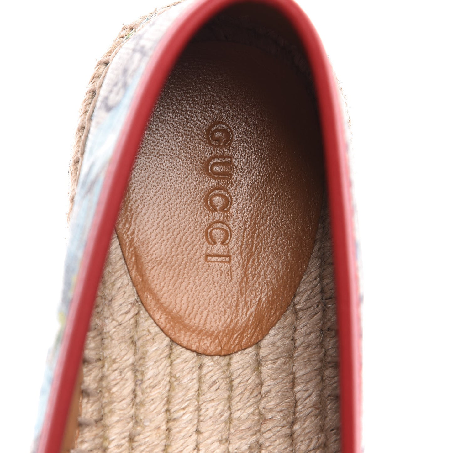 GG Supreme Monogram Blooms Espadrilles 37.5 Beige Blue Navy Hibiscus Red