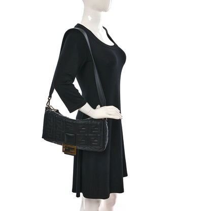 Fendi Nappa FF 1974 Embossed Large Baguette Black 2 of 8