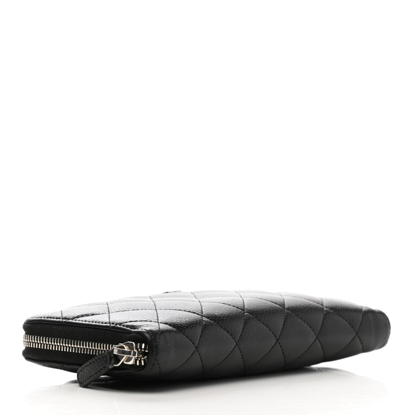 Caviar Quilted Large Gusset Zip Around Wallet Black