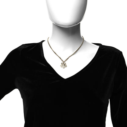 Chanel Crystal CC Flower Pendant Necklace Gold 2 of 5