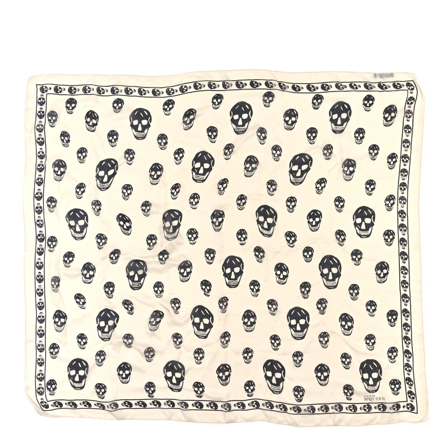 Alexander McQueen Silk Chiffon Skull Scarf Ivory Black 1 of 4
