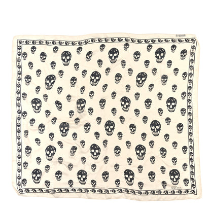 Alexander McQueen Silk Chiffon Skull Scarf Ivory Black 1 of 4