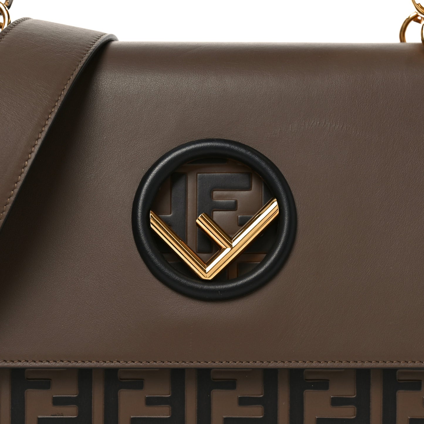 Vitello Century F is Fendi Bi-Color FF 1974 Embossed Kan I Shoulder Bag Maya Black