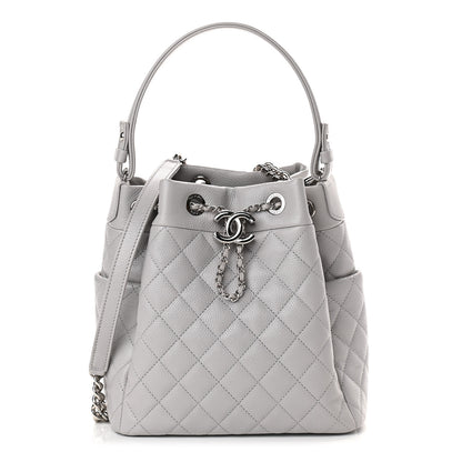 Chanel Caviar Quilted Small Chain Bucket Bag Light Gray 1 of 8