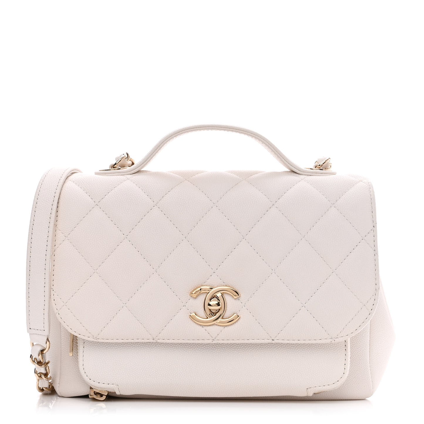 Caviar Quilted Medium Business Affinity Flap White