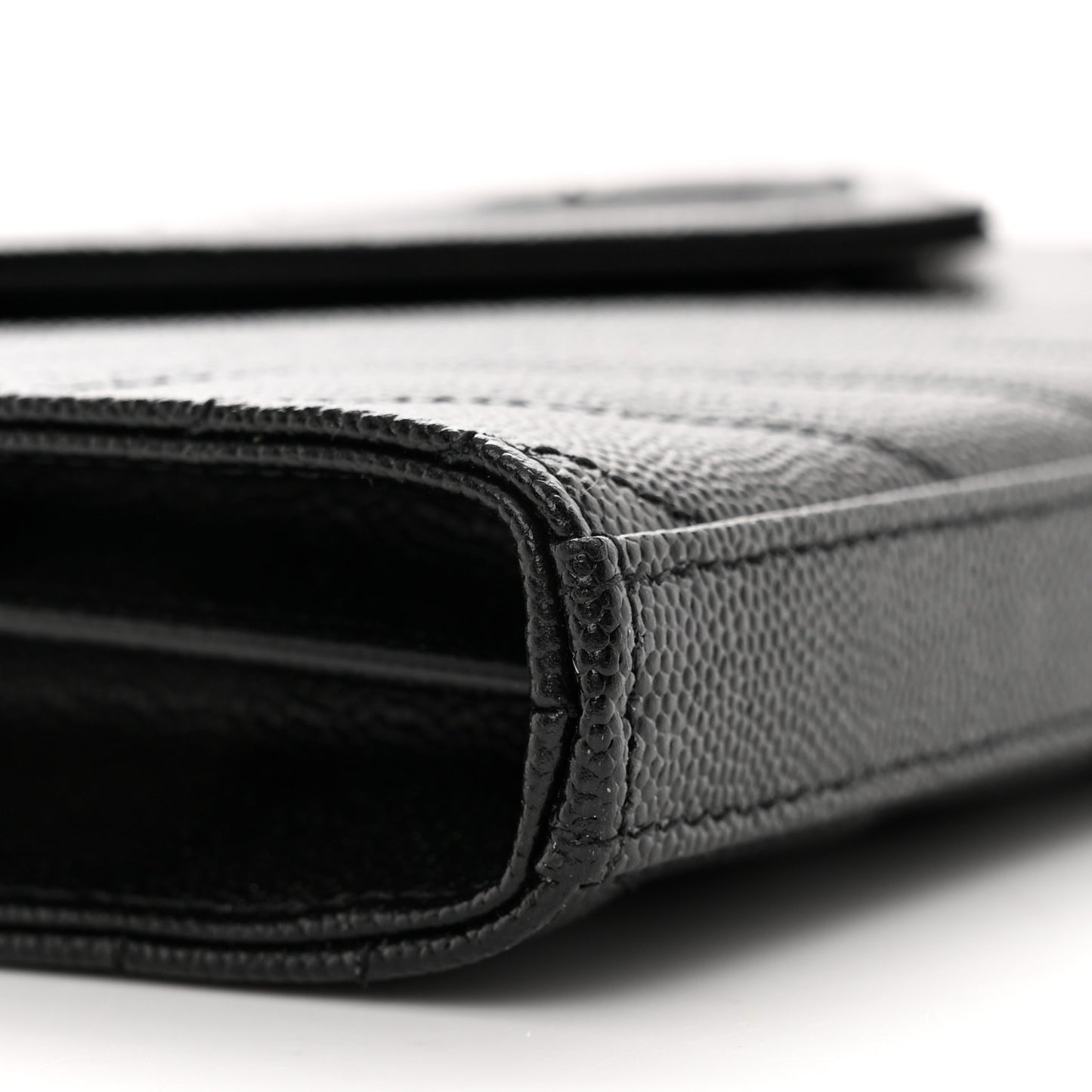 Grain De Poudre Matelasse Chevron Monogram Monochrome Chain Wallet Black