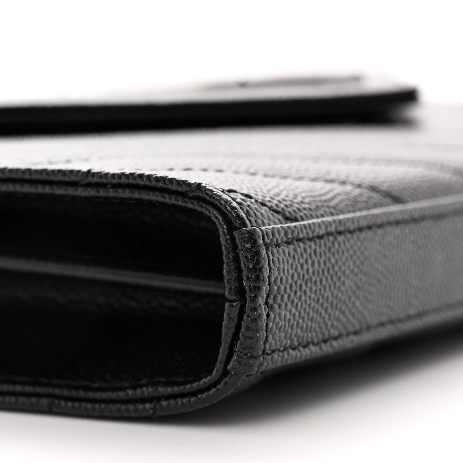 Saint Laurent Grain De Poudre Matelasse Chevron Monogram Monochrome Chain Wallet Black 10 of 11