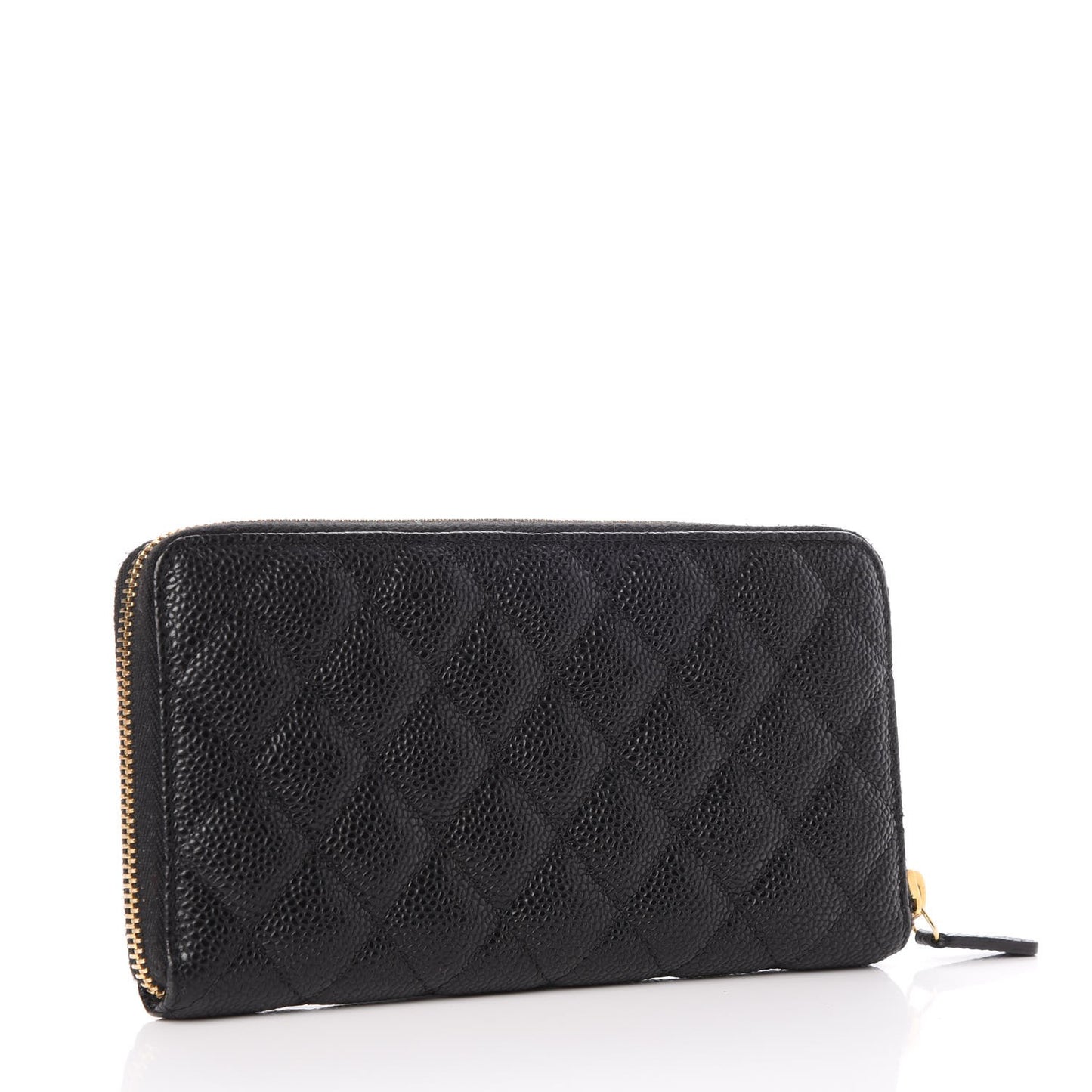 Caviar Quilted Large Gusset Zip Around Wallet Black