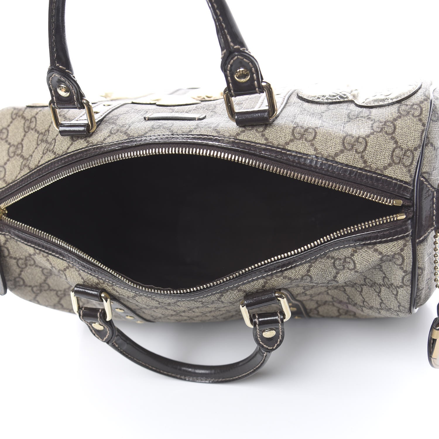 Gucci Monogram Guccissima Hearts Studded Medium Joy Boston Dark Brown 5 of 12