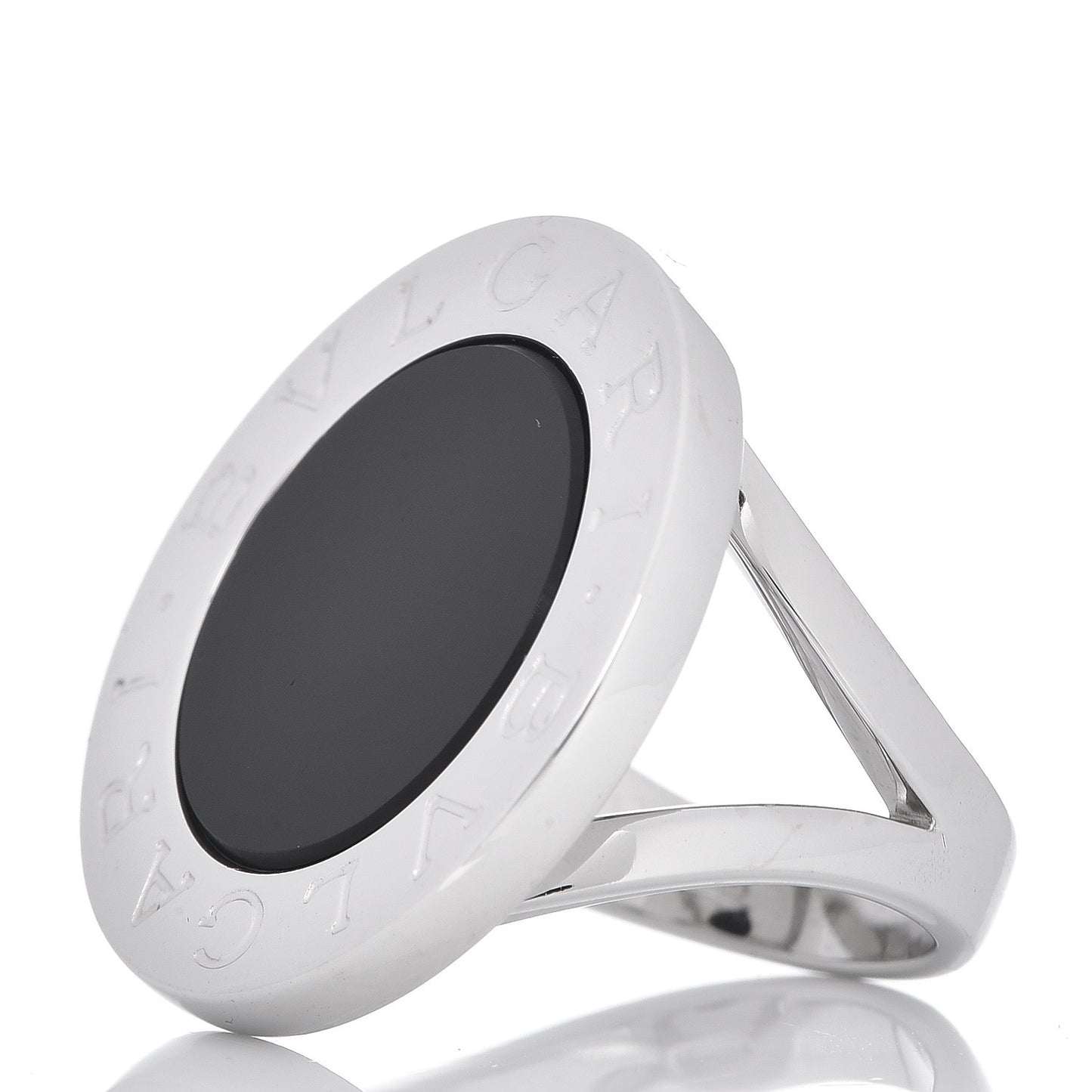 18K White Gold Black Onyx Bvlgari Bvlgari Ring 51 5.75