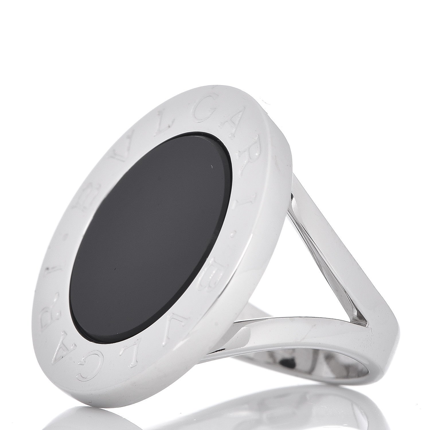 Bulgari 18K White Gold Black Onyx Bvlgari Bvlgari Ring 51 5.75 3 of 5