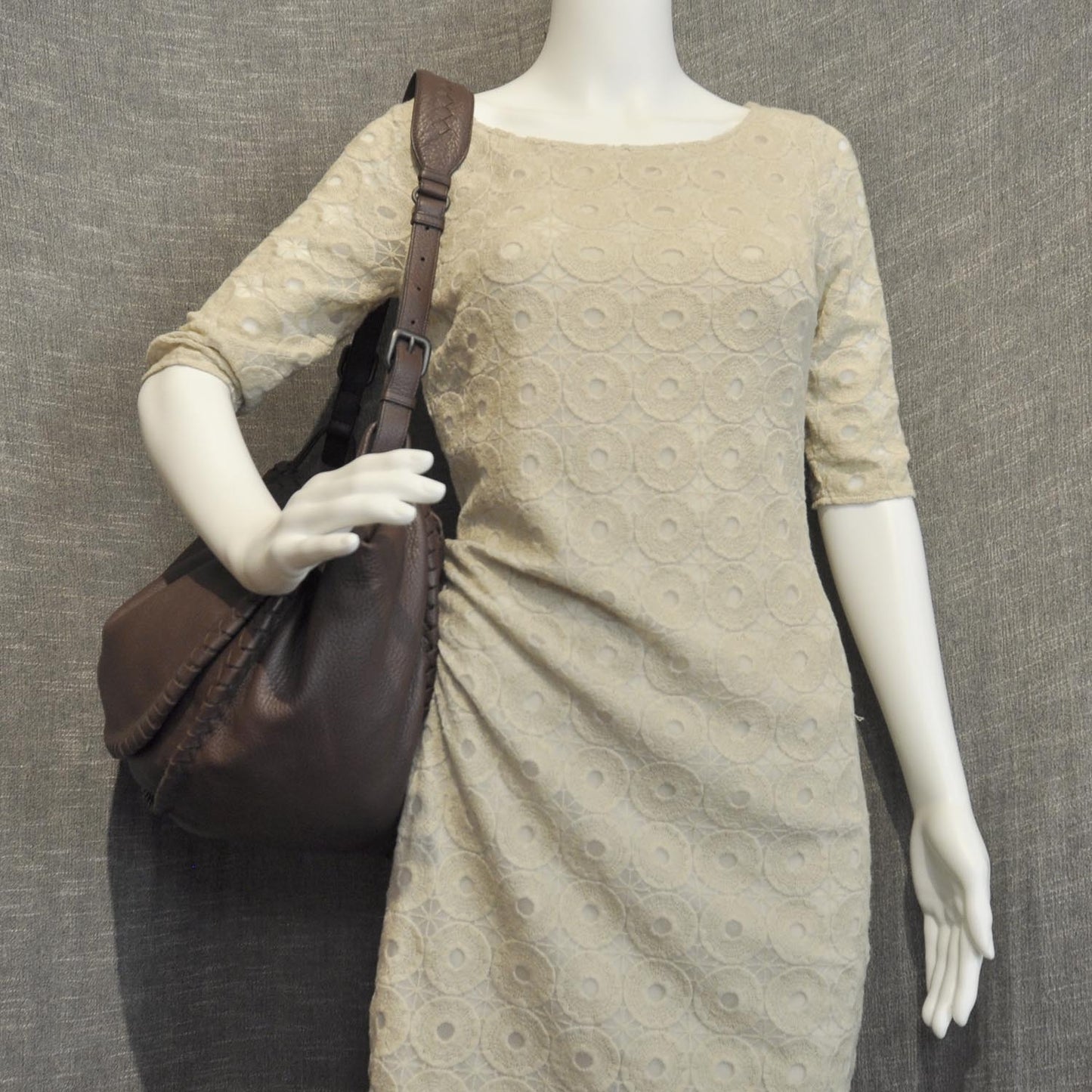 Cervo Woven Detail Hobo Truffle