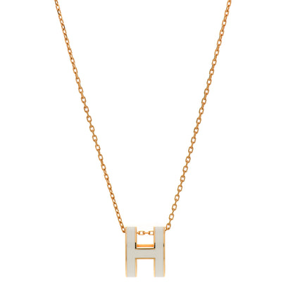 Hermes Lacquered Gold Pop H Pendant Necklace White 1 of 5