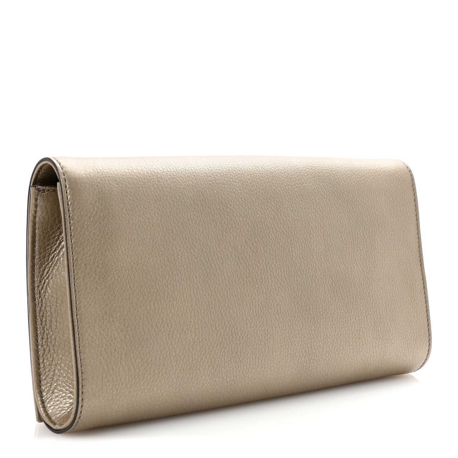 Gucci Metallic Pebbled Calfskin Medium Soho Clutch Golden Beige 3 of 7