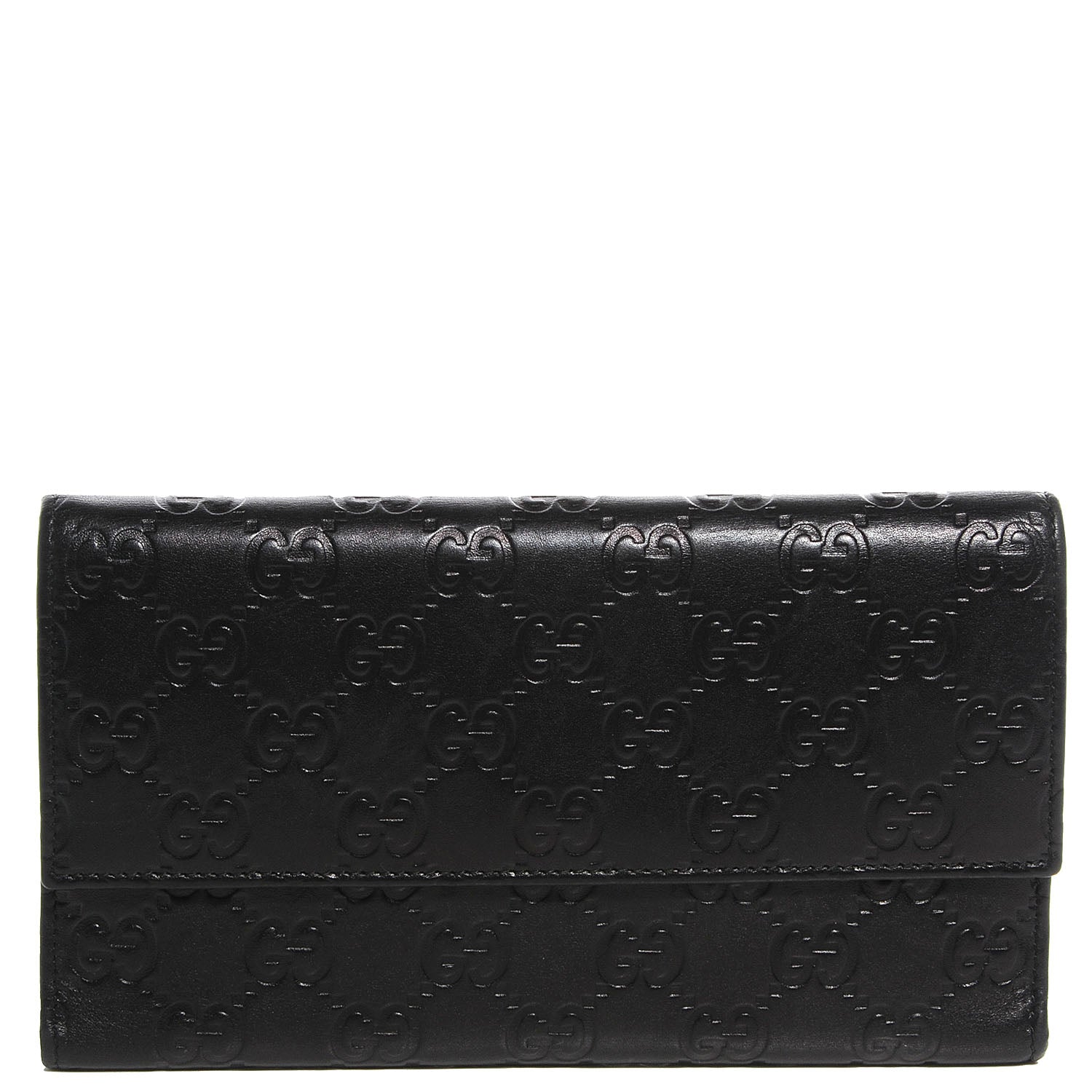 Gucci Guccissima Continental Flap Wallet Black 1 of 7