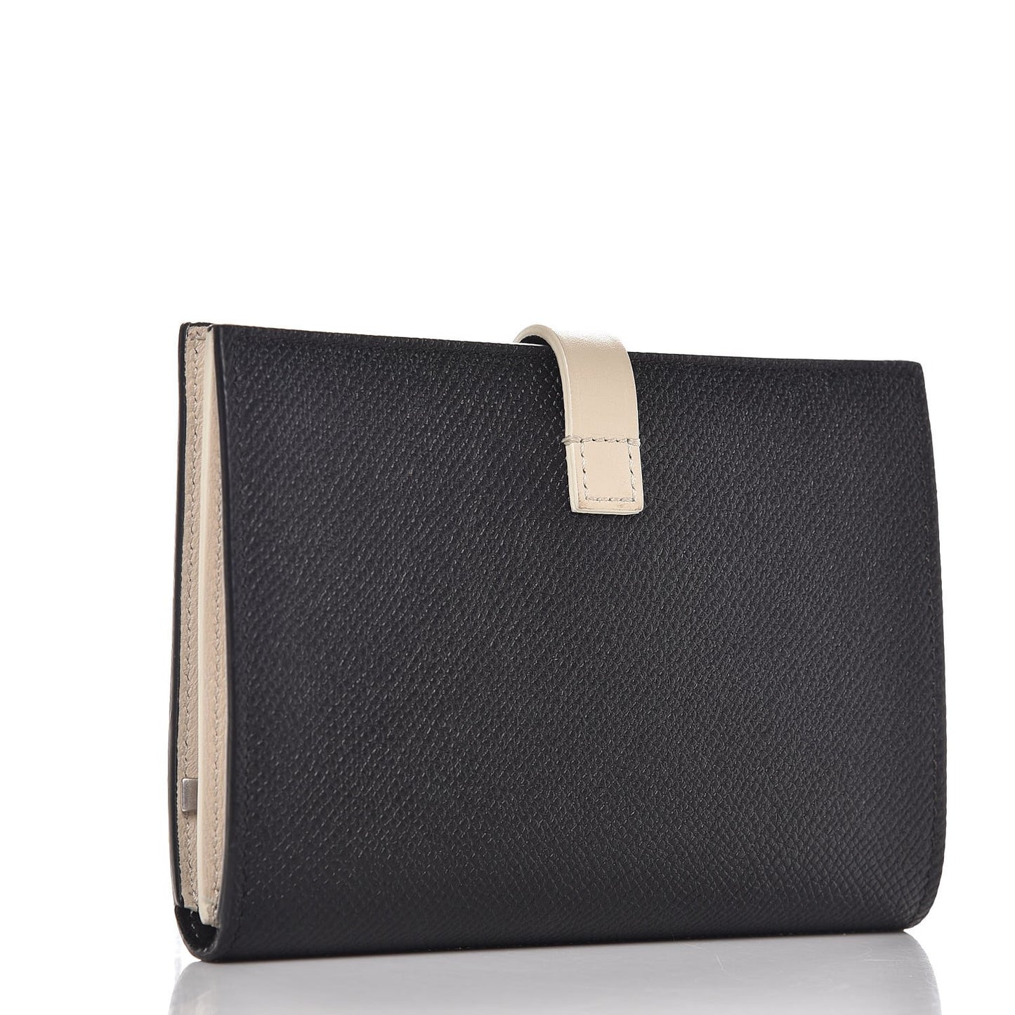 Grained Calfskin Medium Multifunction Strap Wallet Black Chalk
