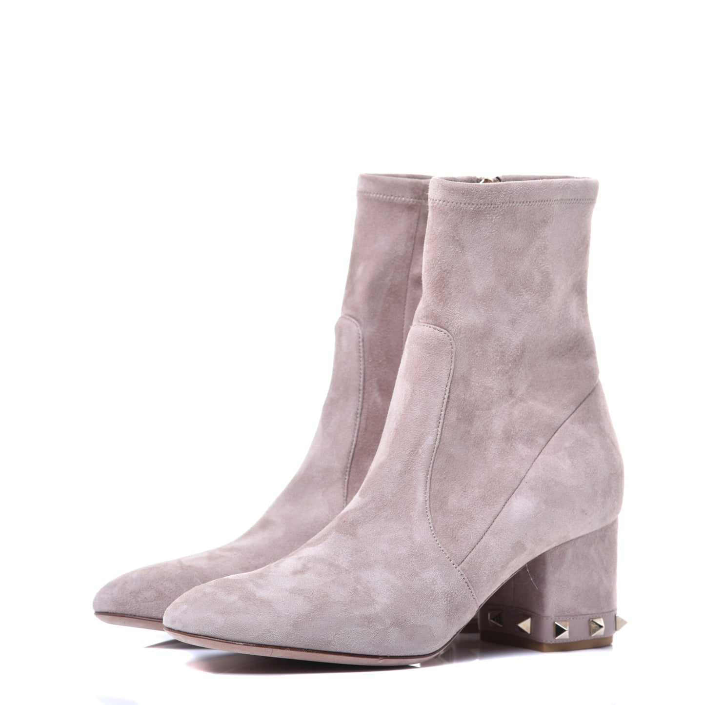 Suede Stretch Rockstud 60mm Ankle Boots 37 Poudre