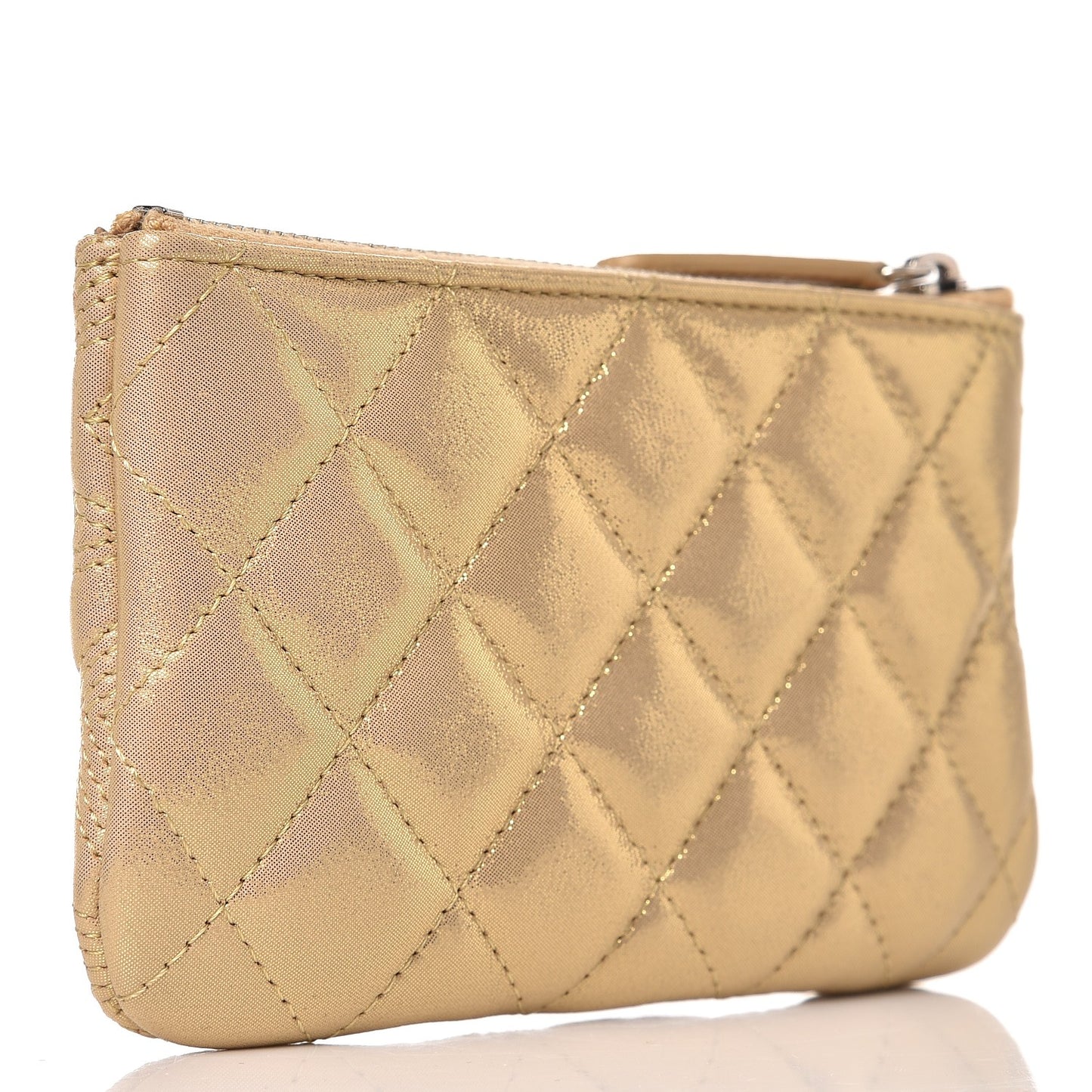 Metallic Lambskin Star Embossed Coin Purse Case Gold