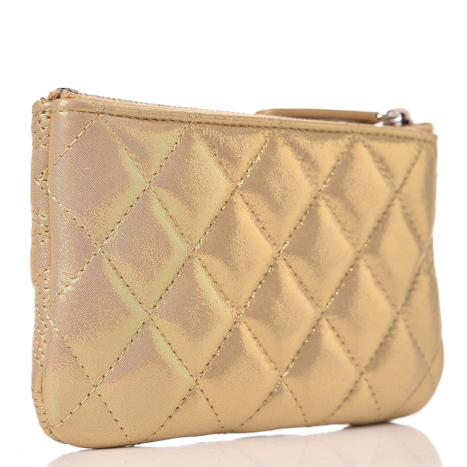 Chanel Metallic Lambskin Star Embossed Coin Purse Case Gold 4 of 8