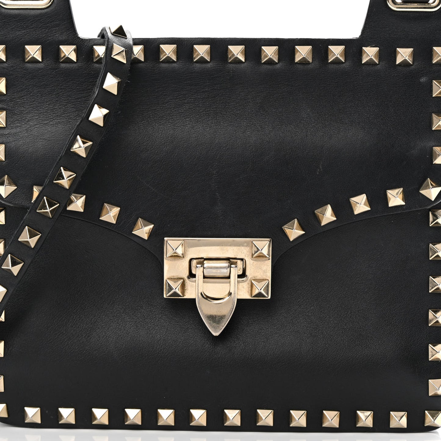 Calfskin Rockstud Crossbody Messenger Bag Black