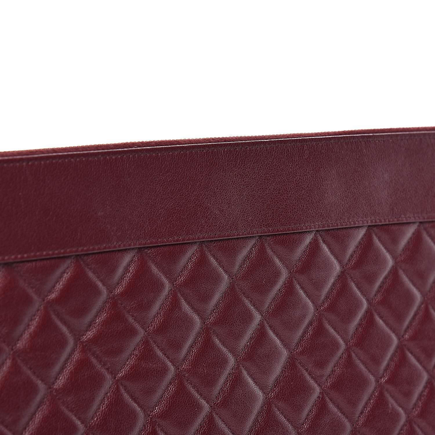 Chanel Sheepskin Quilted Large Vintage Mademoiselle Cosmetic Case Burgundy 11 of 14