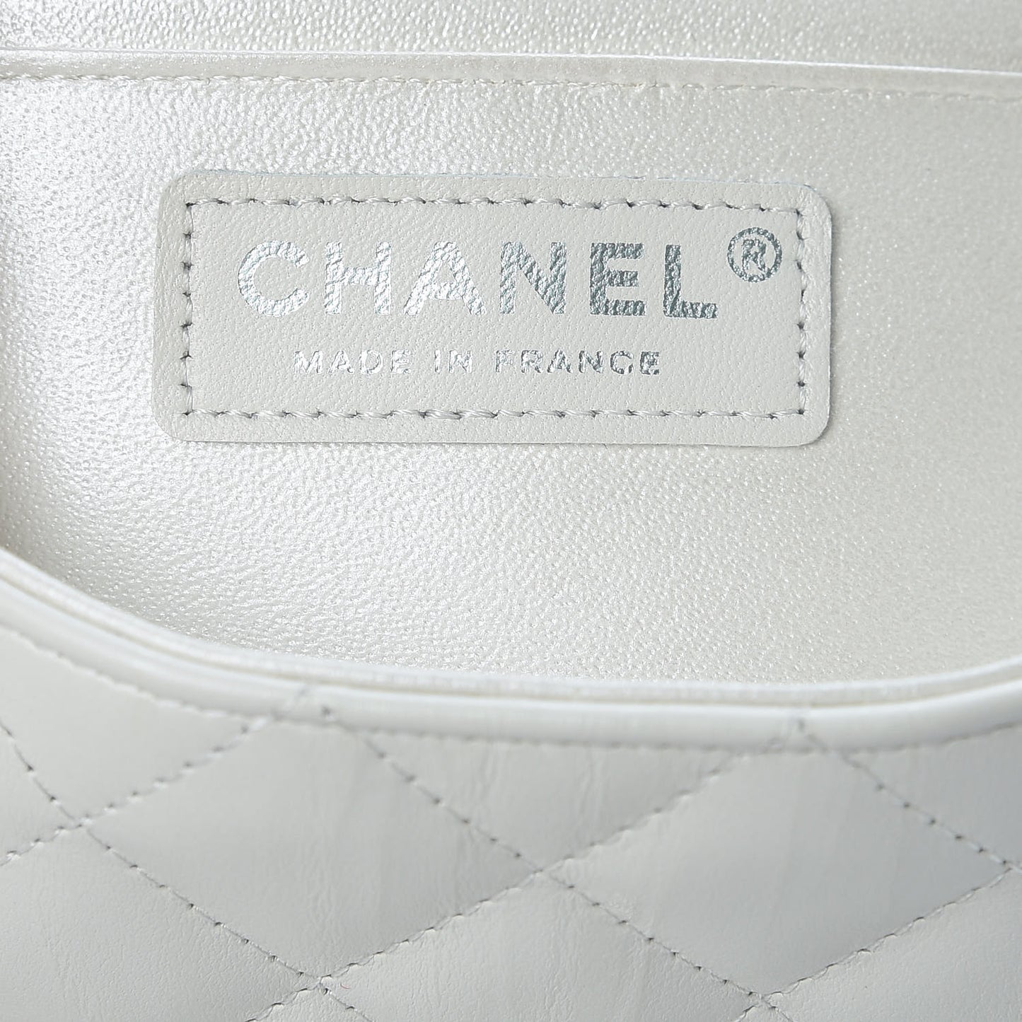 Calfskin Quilted Mini Rectangular Flap White