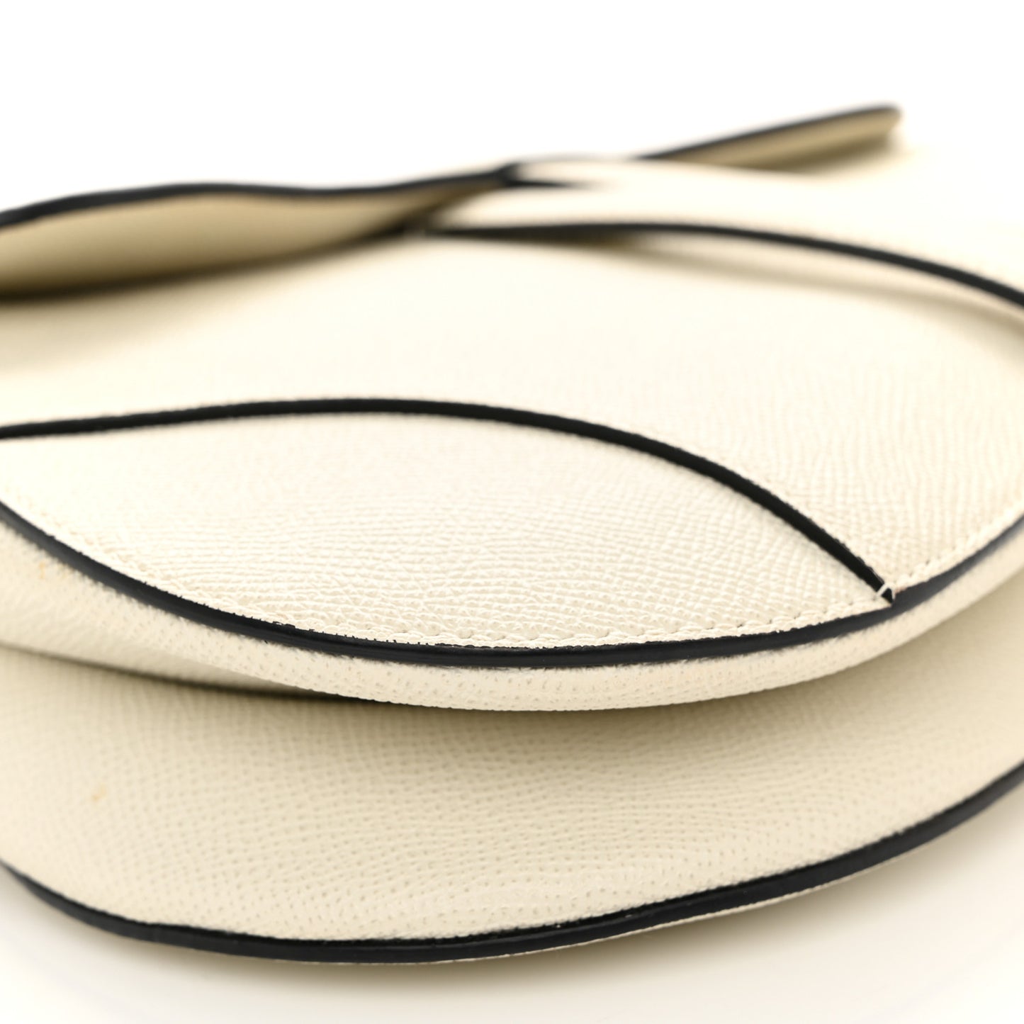 Grained Calfskin Saddle Bag White