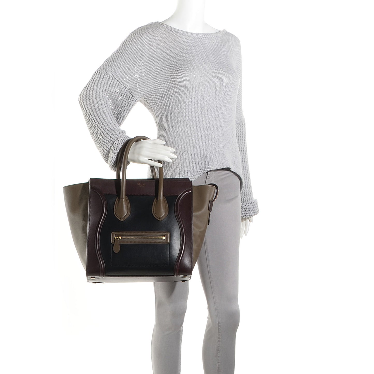 Smooth Calfskin Mini Tri-Color Luggage Black
