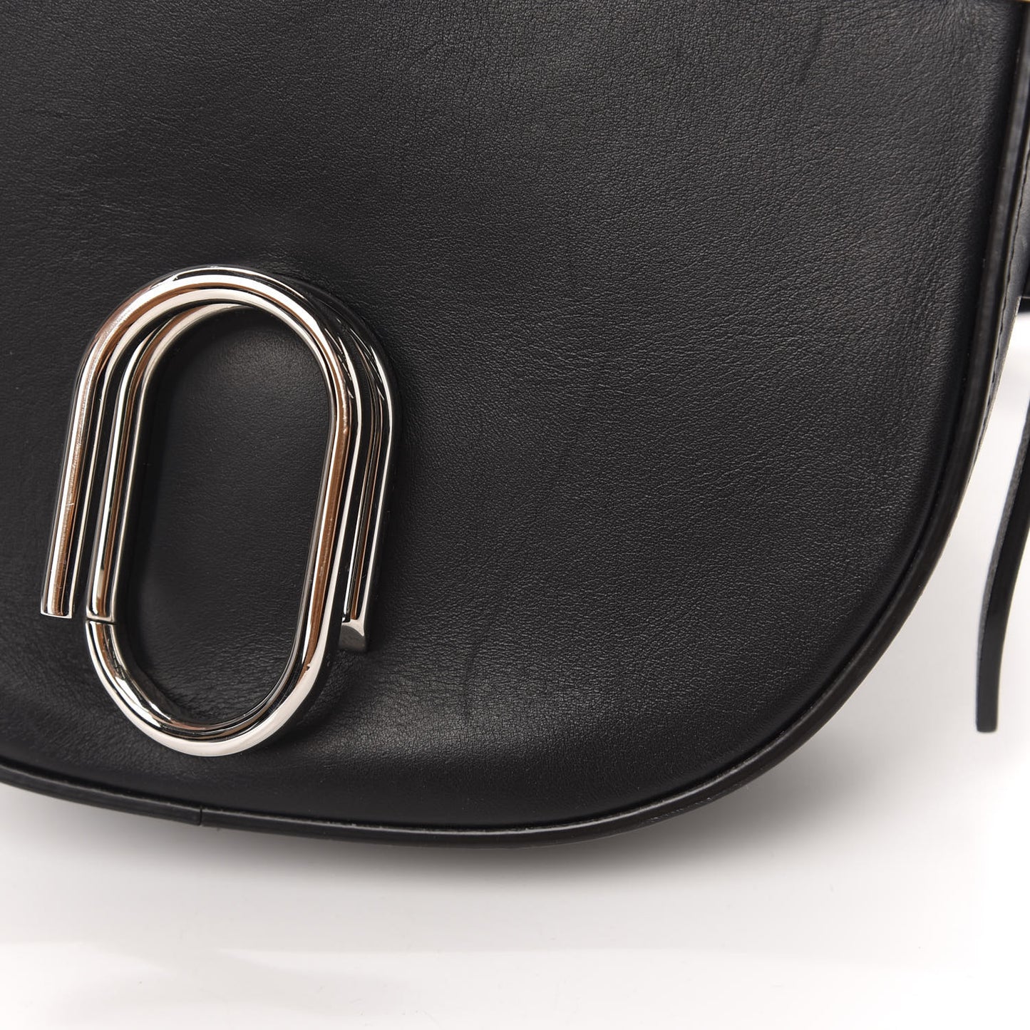 3.1 Snake-Cut Calfskin Alix Saddle Crossbody Bag Black