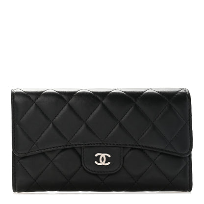 Chanel Lambskin Quilted Large Flap Wallet Black 1 of 10