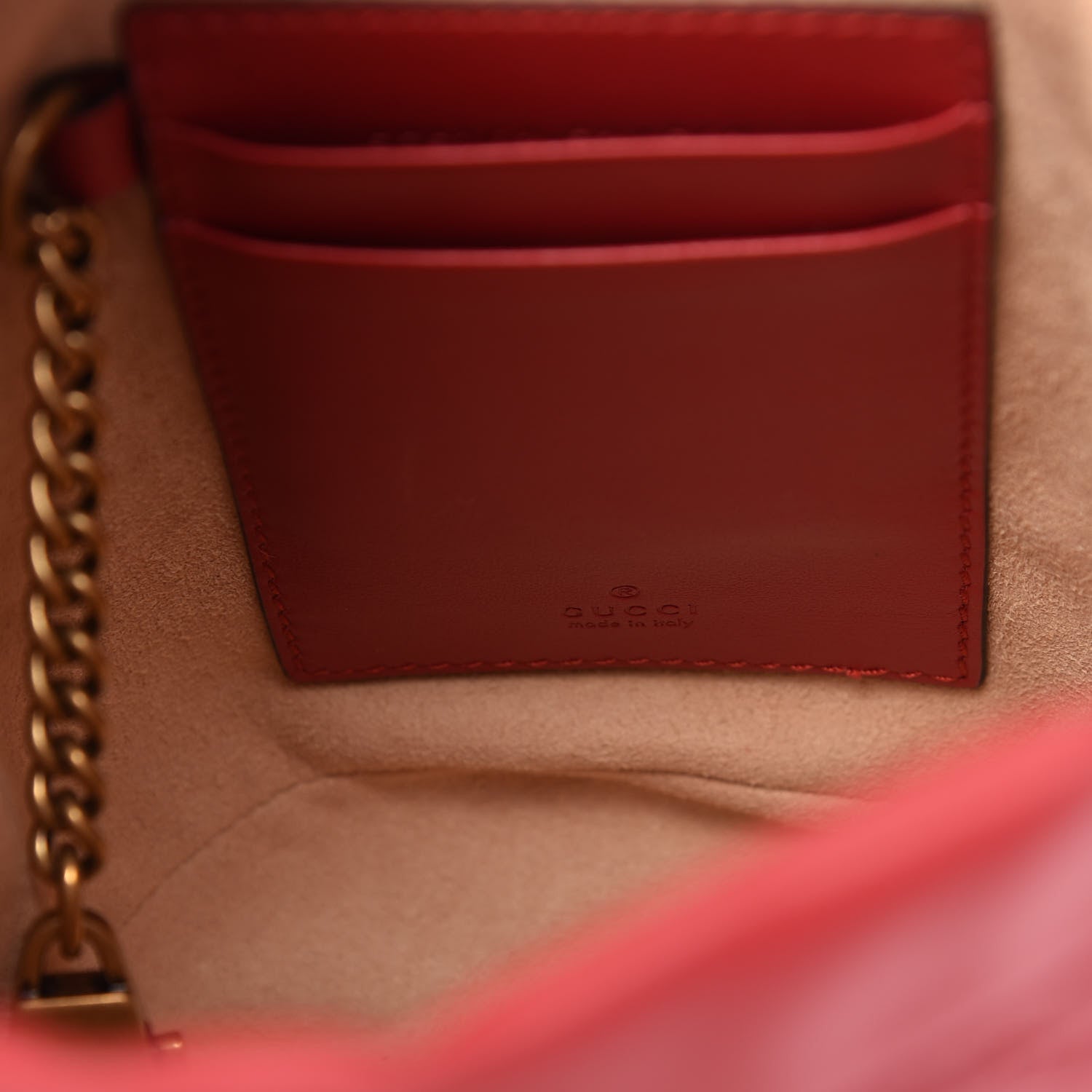 Gucci Calfskin Matelasse Mini GG Marmont 2.0 Bucket Bag Hibiscus Red 8 of 9